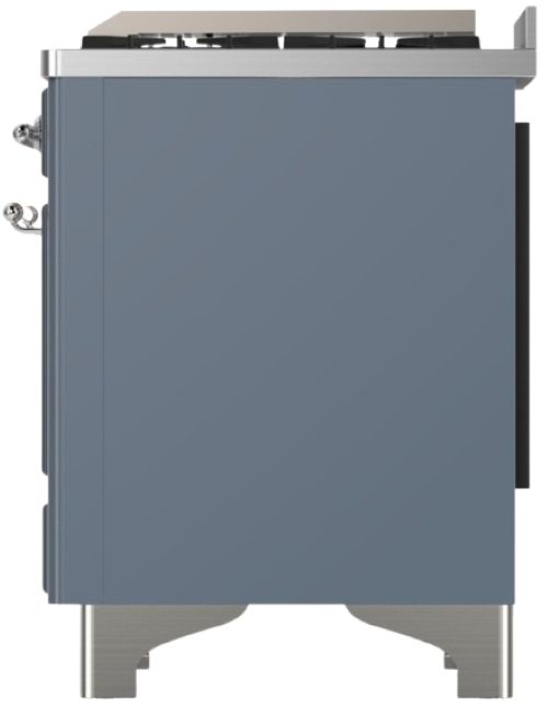 Ilve® Majestic III 60" Blue Gray Pro Style Dual Fuel Natural Gas Range with French Top and Chrome Trim-3