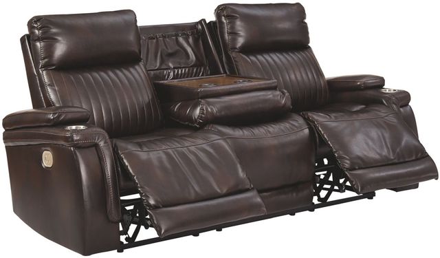 Signature Design by Ashley® Team Time Chocolate Power Reclining Sofa with Adjustable Headrests-1