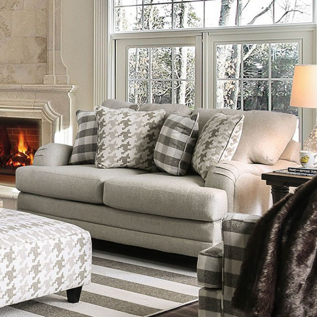Furniture of America® Christine Light Gray Sofa and Loveseat-2