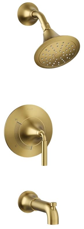 KOHLER® Tone™ Rite-Temp® Vibrant Brushed Moderne Brass 1.75 GPM Bath and Shower Trim Kit-0