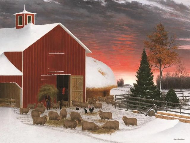 Classy Art Snowy Farm by Seven Trees Design Wall Art-0