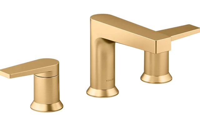 KOHLER® Taut® Vibrant Brushed Moderne Brass Widespread Bathroom Sink Faucet-0