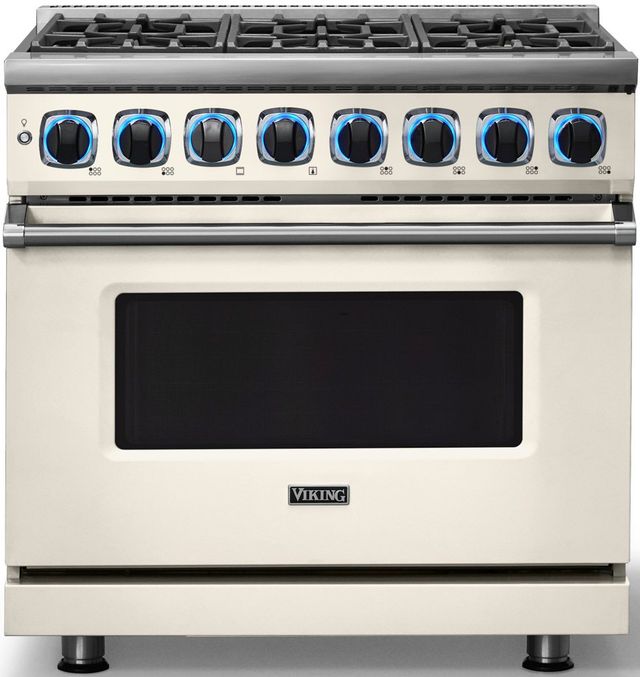 Viking® 7 Series 36" Pure White Pro Style Dual Fuel Range-3