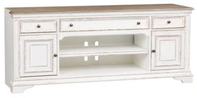 Liberty Furniture Magnolia Manor Antique White Entertainment TV Stand