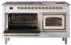 Ilve® Nostalgie II Noblesse 60'' White Pro Style Dual Fuel Range with Brass Trim-3
