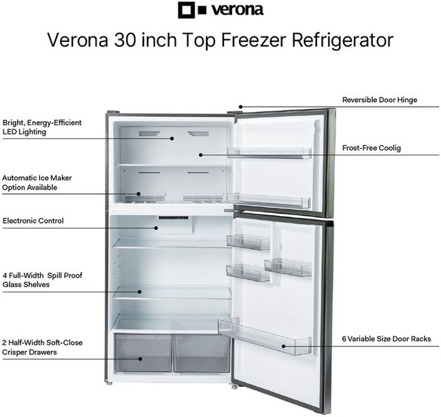 Verona® 30” 21 Cu. Ft. White Top Freezer Refrigerator-3