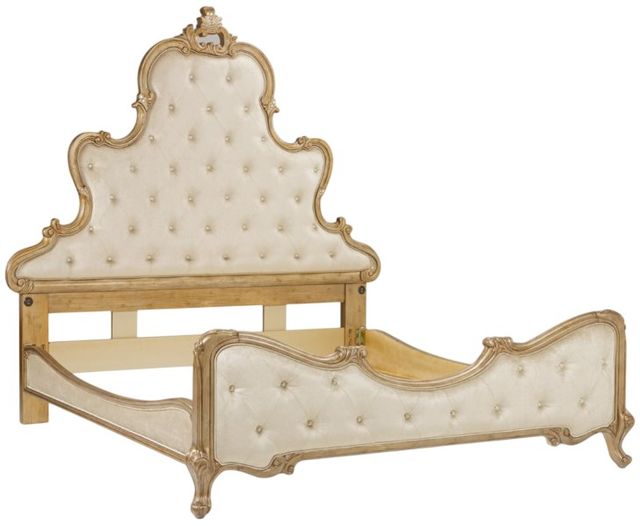 Michael Amini® Platine De Royale™ Antique Platinum/Champagne California King Upholstered Panel Bed-3