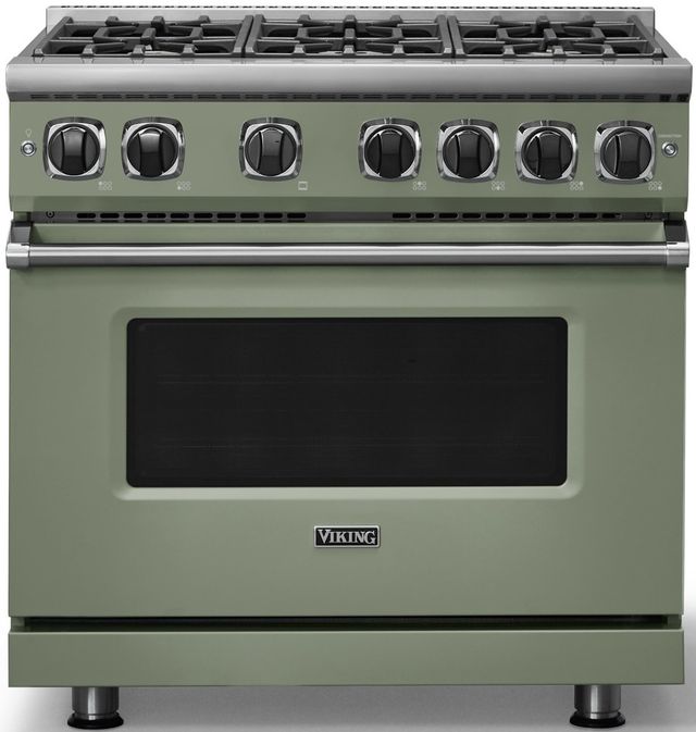 Viking® 7 Series 36" Eucalyptus Pro Style Natural Gas Range-0