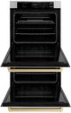 ZLINE Autograph Edition Professional 30" Stainless Steel Double Electric Wall Oven with Champagne Bronze Accents-2