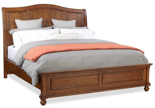 aspenhome® Oxford Whiskey Brown California King Sleigh Bed-0