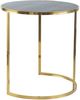 A & B Home 3-Piece Round Gray Leather Tabletop With Gold Frame Nesting Tables-3