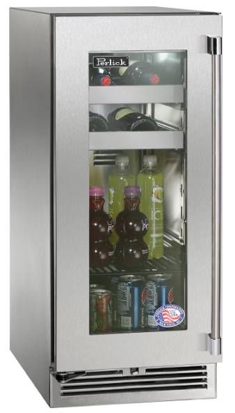 Perlick® Marine Stainless Steel 15" Outdoor Glass Door Beverage Center-0