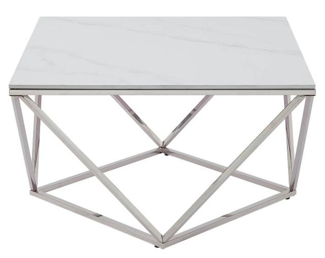 Mazin Furniture Lyris White Cocktail Table with Silver Base-1