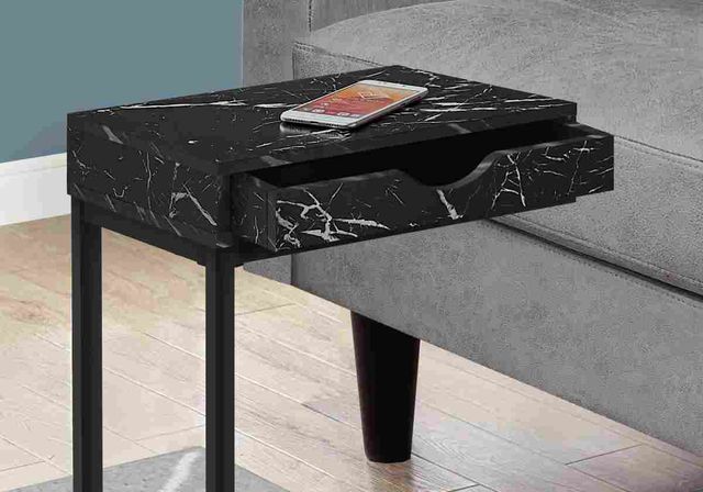 Monarch Specialties Inc. Black Marble Drawer Accent Table-1
