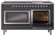 Ilve® Nostalgie II Noblesse 60'' Graphite Matte Pro Style Dual Fuel Range with Chrome Trim-4