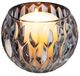A & B Home Smoked Gray Round Candle Holder with Embossed Pattern-1