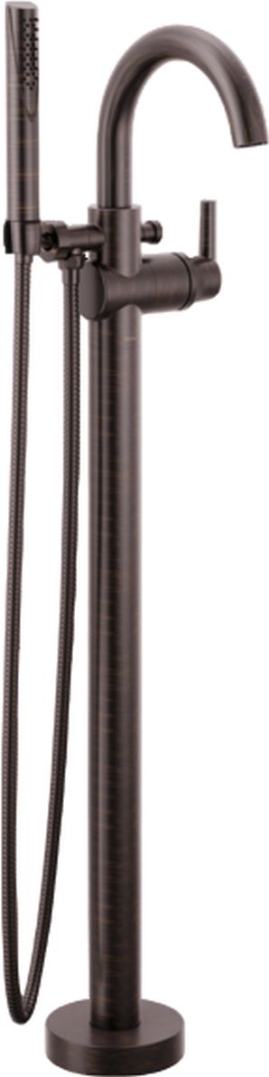 Delta Trinsic® Venetian Bronze Single Handle Floor Mount Tub Filler Trim with Hand Shower-0