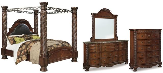 Millennium® by Ashley® North Shore 4-Piece Dark Brown California King Poster Bed Set-0