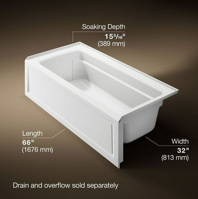 KOHLER® Archer® White 66" x 32" Alcove Bath with Bask® Heated Surface - Right Drain-4