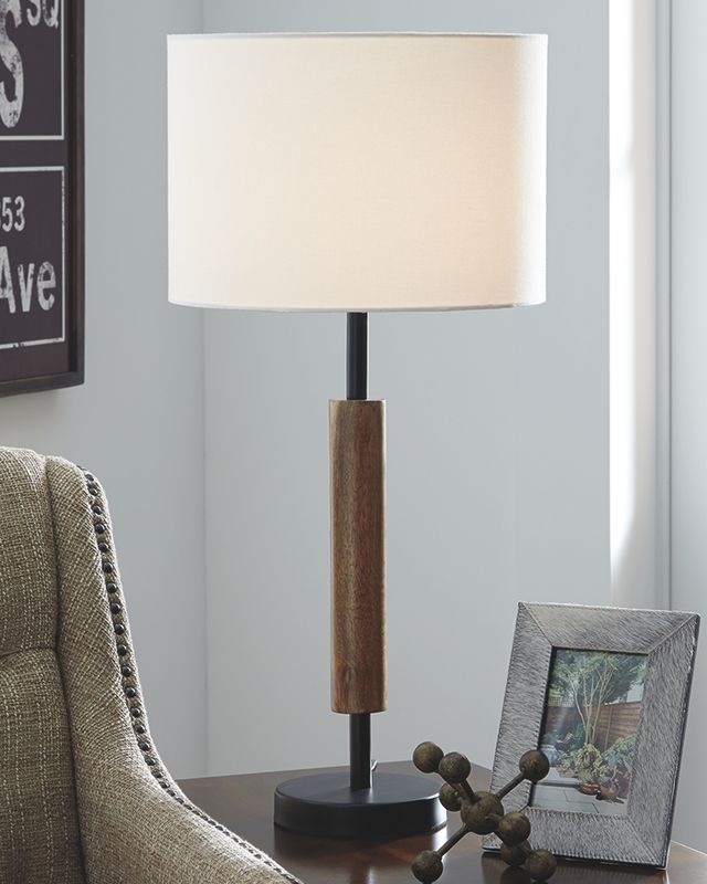 Signature Design by Ashley® Maliny 2-Piece Black/Brown Wood Table Lamps-3