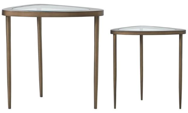 Uttermost® Millar 2-Piece Antique Brass Curved Nesting Tables-4