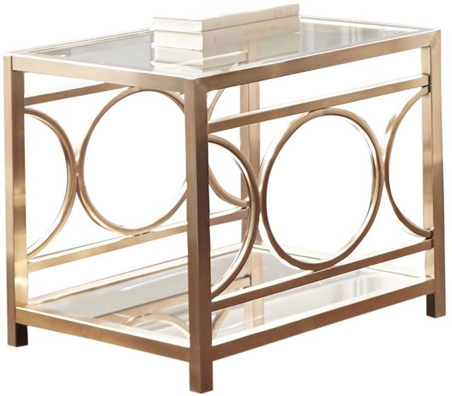 Steve Silver Co. Olympia Glass Top End Table with Gold Chrome Base-0
