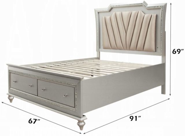 ACME Furniture Kaitlyn Champagne Queen Upholstered Panel Bed-2