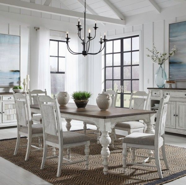 Liberty Furniture River Place 7-Piece Gray/Riverstone White/Tobacco Dining Table Set-1