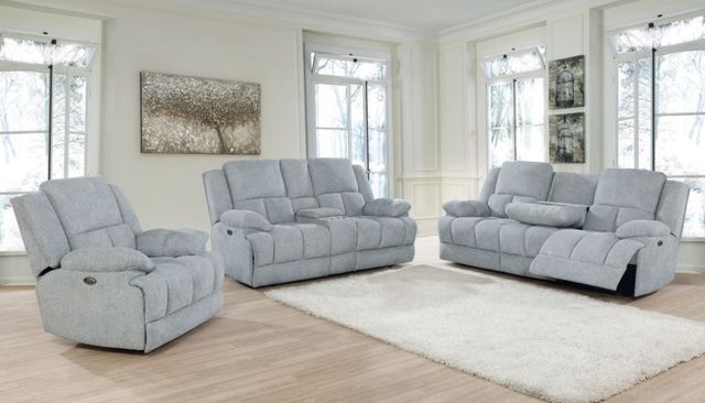 Coaster® Waterbury 3-Piece Grey Power Reclining Living Room Set-0