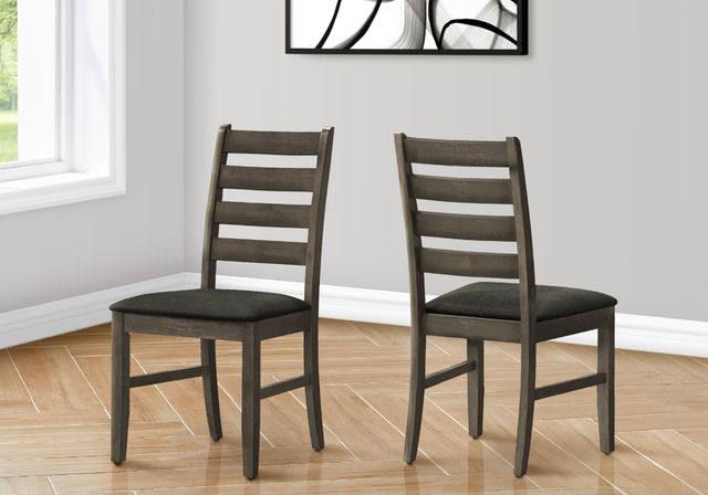 Monarch Specialties Inc. 2-Piece Antique Grey/Dark Grey Fabric 38" Upholstered Dining  Side Chairs S-3