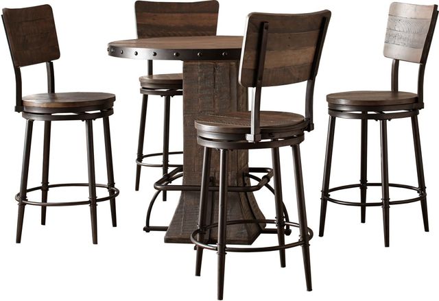HH2 Home Jennings 5-Piece Walnut Counter Height Dining Set-0