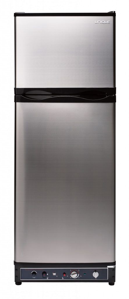 Unique® Appliances 9.7 Cu. Ft. Stainless Standard Depth Freestanding Liquid Propane Top Freezer Refrigerator-0