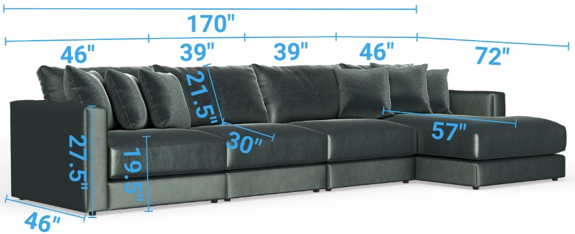 Remington 4 Piece Sectional with RAF Chaise - Thumbnail 5