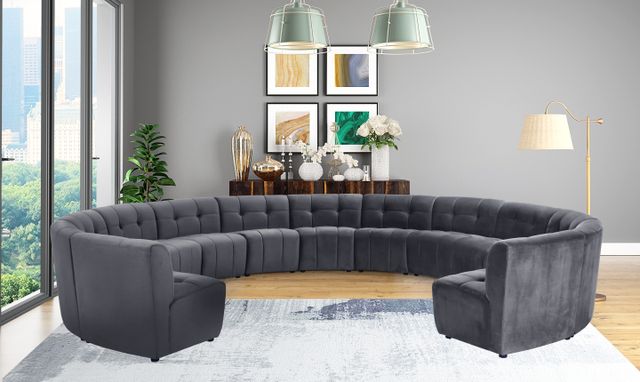 Meridian Furniture Limitless 13-Piece Grey Velvet Modular Sectional-1