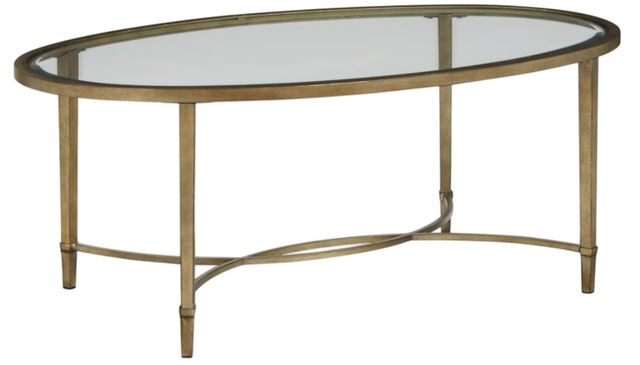Magnussen Home® Copia Glass Top Demilune Cocktail Table with Antiqued Tint Metal Base-0