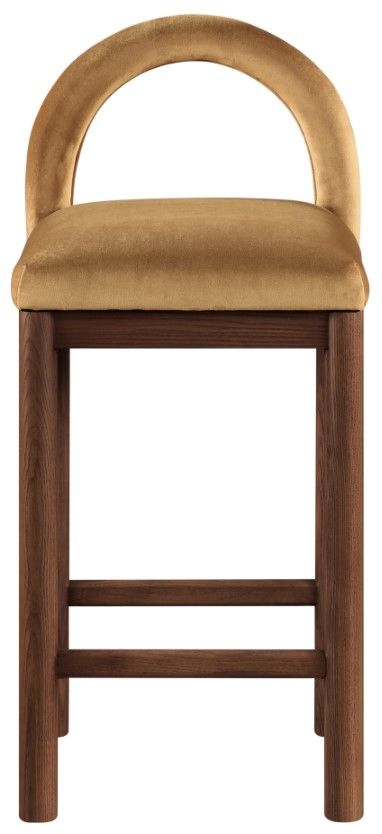 Meridian Furniture Conrad Brown Walnut/Saddle Velvet Upholstered Counter Stool-1