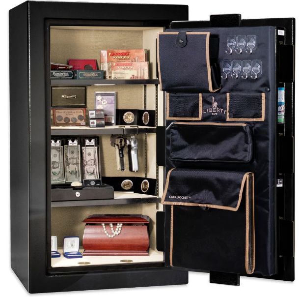 Liberty Safe Premium Home Black Gloss Brass 12 Gun Safe-1