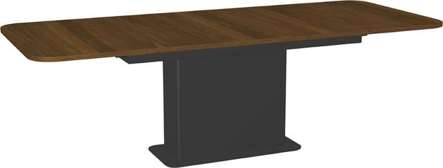 Amisco Customizable Lucarelli 96" Rectangular Extendable Table with 1" Walnut Veneer, Radius Corners and 1 Leaf-1