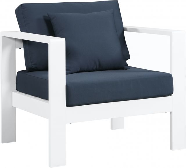 Meridian Furniture Nizuc Navy Waterproof Fabric Outdoor Patio Aluminum Arm Chair-0