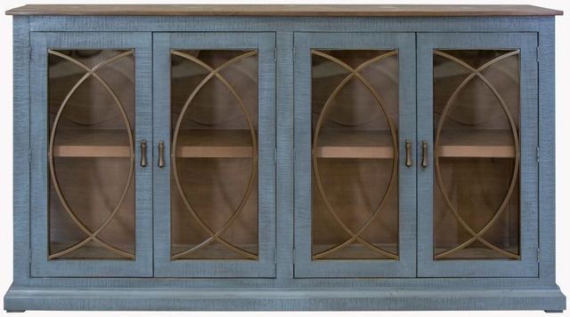 International Furniture Direct Marlin Blue/Brown Console-2
