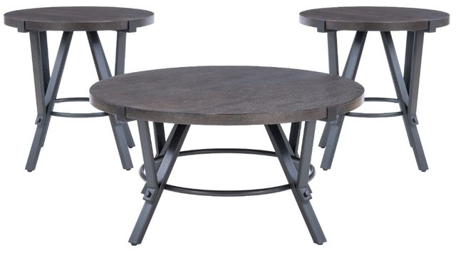 Powell® Enzo 3-Piece Charcoal Brown Occasional Set with Charcoal Gray Base-0