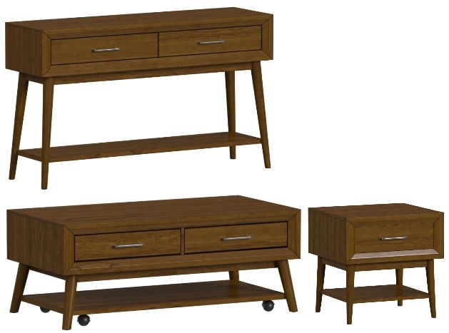 Elements International Santa Barbara 3-Piece Walnut Rectangular Occasional Table Set-0