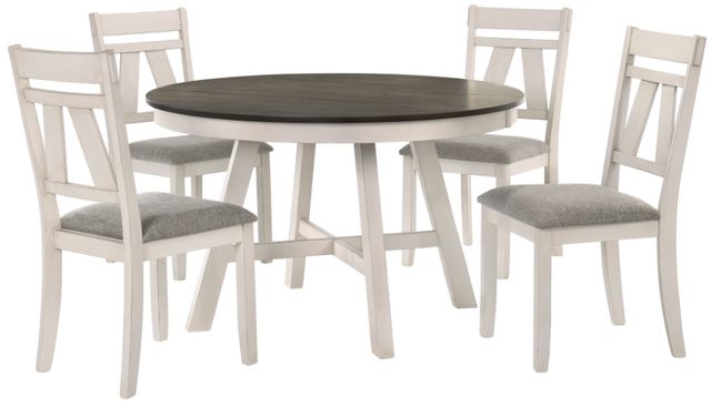 New Classic® Home Furnishings Maisie Brown Round Dining Table with White Base-2