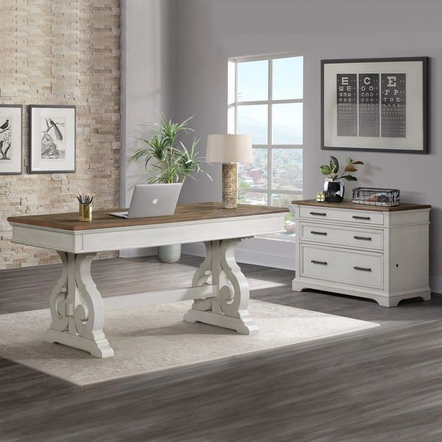 Intercon Drake French Oak/Rustic Gray Writing Desk-1