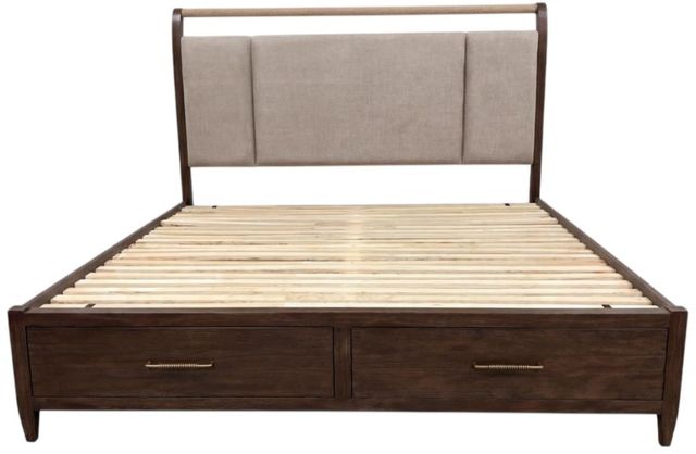 Legacy Classic Reflections Dark Roast Queen Upholstered Sleigh Bed with Storage-0