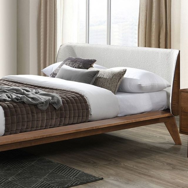 Furniture of America® Lenzburg 4-Piece Walnut/Beige Queen Bedroom Set-2