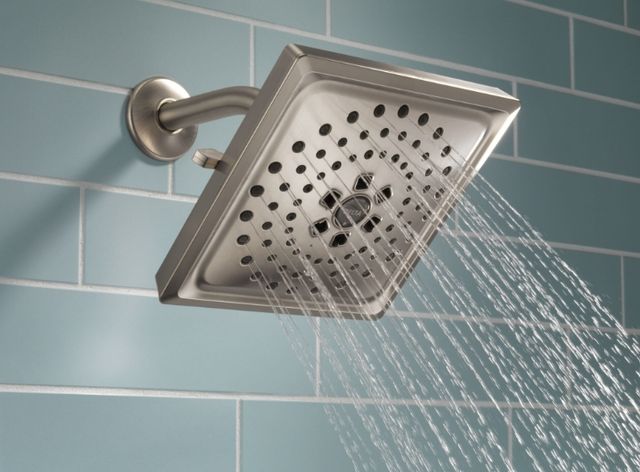 Delta Universal Showering Lumicoat® Stainless H2Okinetic® 3-Setting Raincan Shower Head-1