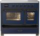 Ilve® Majestic III 40" Midnight Blue Pro Style Induction Range with Triple Glass Door and Burnished Trim-2