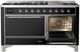 Ilve® Majestic III 60" Glossy Black Pro Style Dual Fuel Natural Gas Range with Solid Door and Chrome Trim-3
