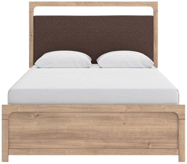 Signature Design by Ashley® Hollymount Tan Queen Upholstered Panel Bed-1